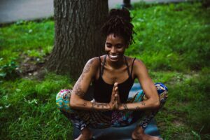 woman practicing yoga with an attitude of gratitude