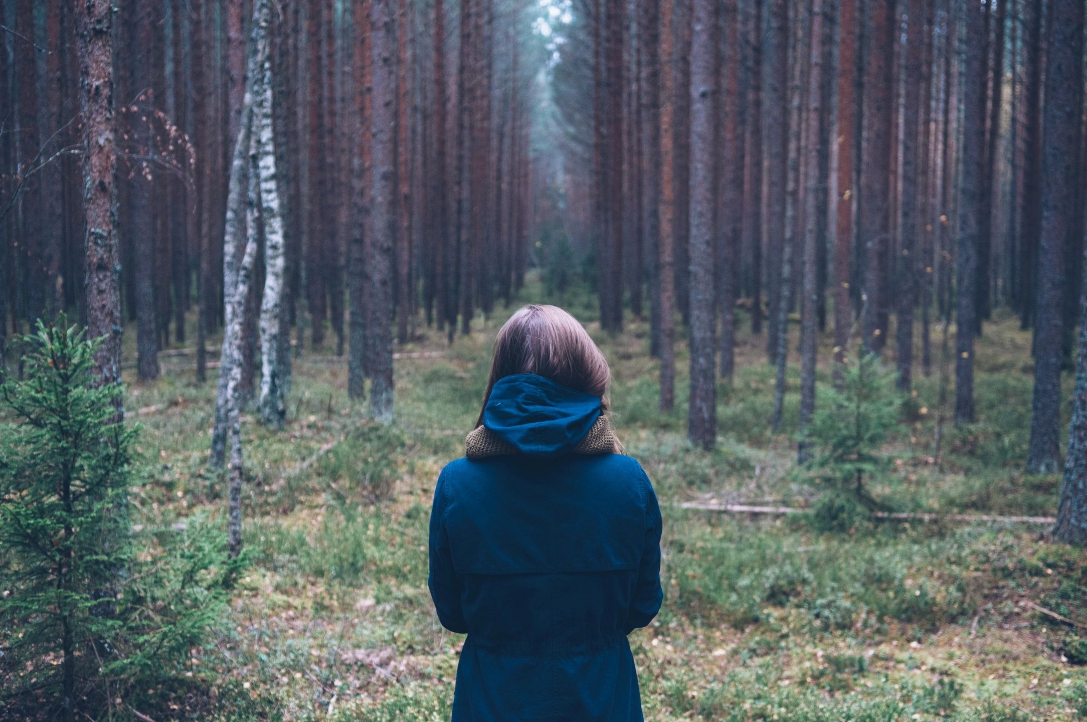 a woman in the woods contemplating loneliness vs. anxiety and how counseling can help