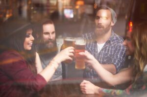 adults celebrating on St. Patrick's Day in Savannah